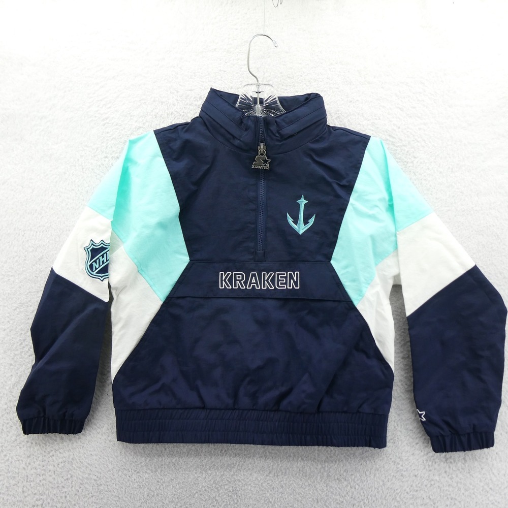 Starter Jacket‎ Womens Small Seattle Kraken NHL Navy Teal Vintage Windbreaker S